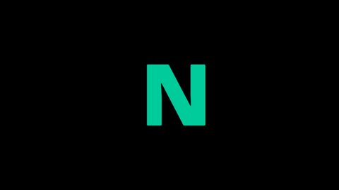 
Animated letter N of the English alphabet, learning English alphabet letters. Black background with colored lines and Alphabet in the center Trailer Style