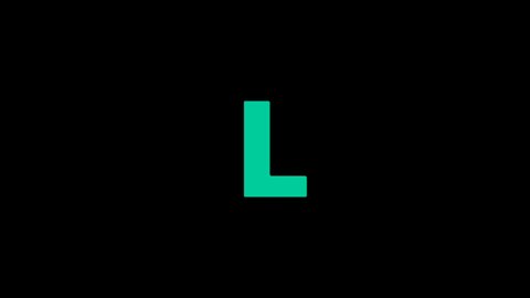 Animated letter L of the English alphabet, learning English alphabet letters. Black background with colored lines and Alphabet in the center Trailer Style