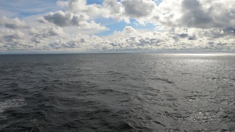 Out in the middle of Baltic sea ferry is sailing - moving camera