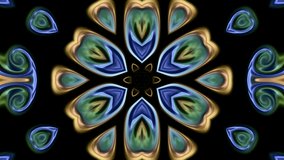 kaleidoscope sequence patterns. HD Abstract multicolored motion graphics background. Perfect for yoga, clubs, shows, mandala, fractal animation. Beautiful bright ornament. Seamless loop