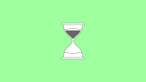 An hourglass. A simple animated icon. Green background.