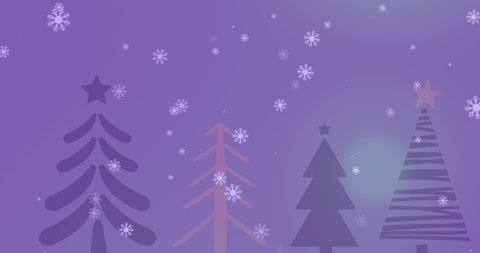 Animation Snow Falling Over Fir Trees Stock Footage Video (100% Royalty ...