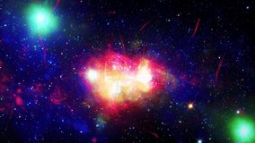 Space flight into a star field realistic galaxy milky way animation background. 4K 3D traveling in milky way space. Abstract Sci-fi Video with Space, Galaxies, Nebulae, stars based on NASA image.
