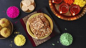 Peanut chikki candy gajak Indian sweet food specially made for festivals of India like Diwali Dussehra Holi ganesh chaturthi Ram navami Durga pooja, durga ashtami Navratri.