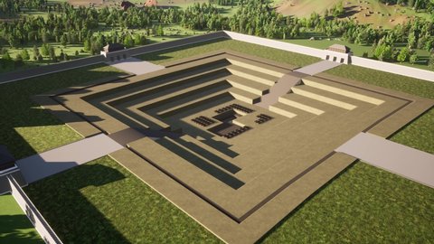 Dissolving scene under the Tomb. This is a hypothetical simulation model of ancient Qin Shi Huang Tomb, the Mausoleum of the First Qin Emperor.