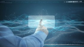 Animation of businessman finger touching digital screen with network of connections. global security, connections and digital interface concept digitally generated video. - Powered by Shutterstock - Get 15% off with code: PIKWIZARD15