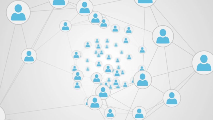 Animation of network of connections with icons over grey background. global connections, data processing and digital interface concept digitally generated video.