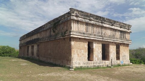 UXMAL, YUCATAN, MEXICO - CIRCA 2021: House of the Turtles ruins in Uxmal, the ancient Mayan city in Yucatan peninsula