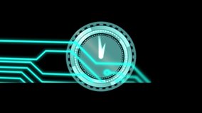 Animation of computer circuit board over clock on black background. global computing, data processing, connections and digital interface concept digitally generated video. - Powered by Shutterstock - Get 15% off with code: PIKWIZARD15
