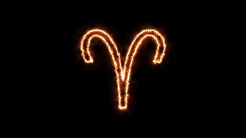 Zodiac Signs Aries On Fire Animation Stock Footage Video (100% Royalty ...