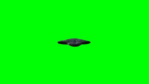 Futuristic alien sci fi ship isolate on green screen. Realistic 4k animation.