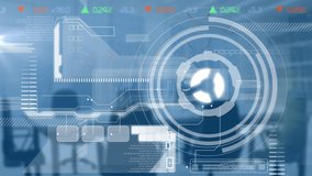 Animation of scope scanning and data processing over empty meeting room. global education, data processing and digital interface concept digitally generated video. - Powered by Shutterstock - Get 15% off with code: PIKWIZARD15