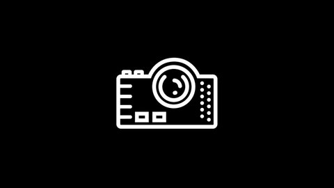 White Line Projector Icon Isolated on Black Background. Animated Technology Icon to Improve Project and Explainer Video. 4K Ultra HD Video Motion Graphic Animation.