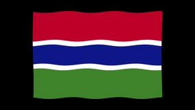 waving Gambia flag 2d animation isolated