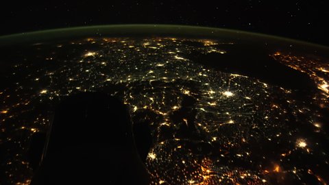 Night View of Planet Earth from Space. Elements of this image furnished by NASA