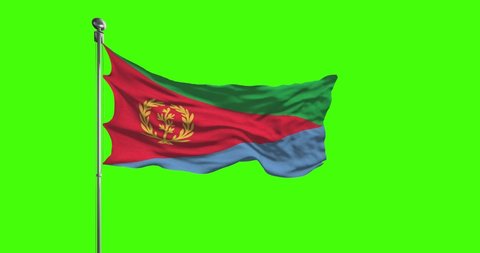 Eritrea national flag waving footage. Chroma key