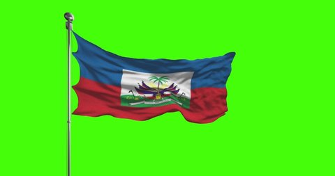 Haiti national flag waving footage. Chroma key
