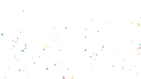 colorful confetti party popper explosions on green backgrounds