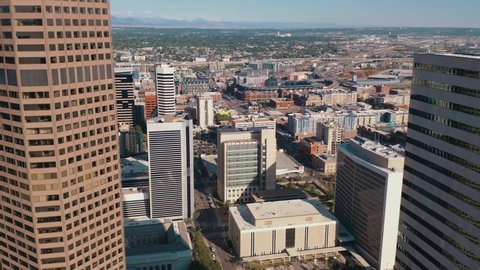 Beautiful 4k drone footage of downtown Denver Colorado USA