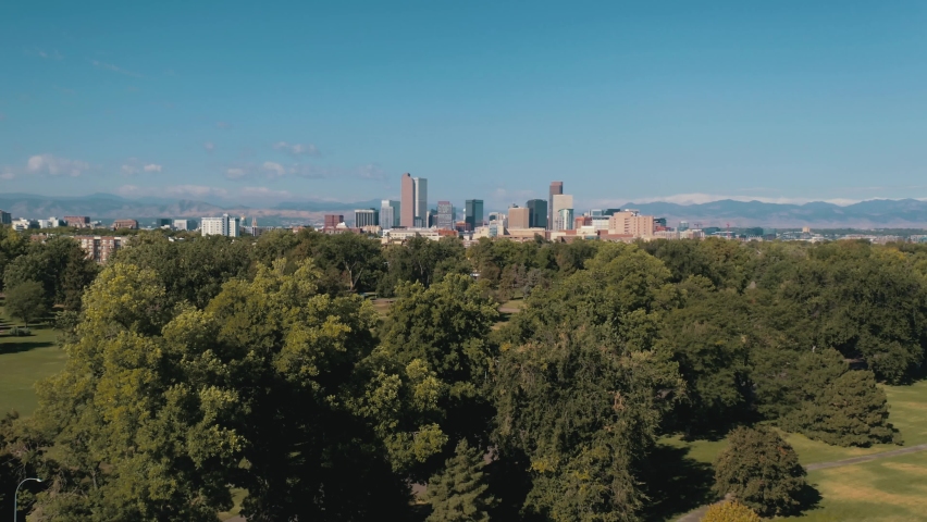 Beautiful 4k drone footage of downtown Denver Colorado USA