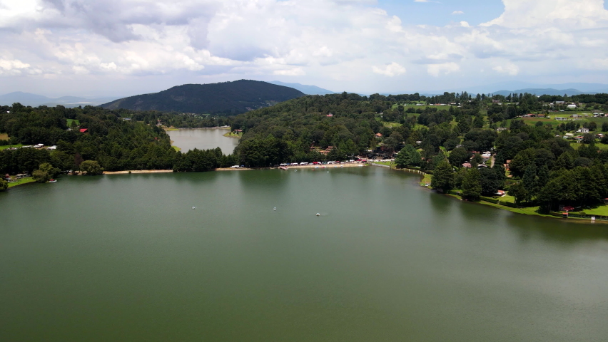 Frontal view of two lakes in Mexico near Valle de bravo