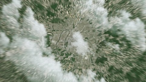 Earth zoom in from outer space to city. Zooming on Paris, France. The animation continues by zoom out through clouds and atmosphere into space. View of the Earth at night. Images from NASA. 4K