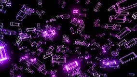 3d abstract simple geometric background with red blue blocks like light bulbs flashing neon lights in 4k. Smooth looped animation. Creative simple motion design bg with 3d objects. VJ loop. - Powered by Shutterstock - Get 15% off with code: PIKWIZARD15