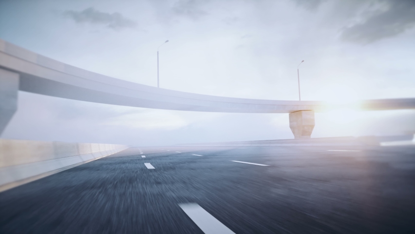 3d model police car on highway. Very fast driving. Realistic 4k animation.