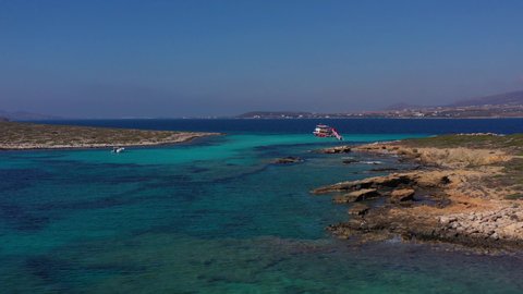 Panteronisia island with blue lagoon near Paros and Antiparos  in Greece