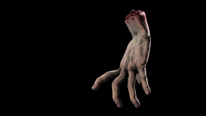 Disembodied animated hand walking from side to side isolated with alpha channel. Funny Halloween character background. Royalty-Free Stock Footage #1079761073