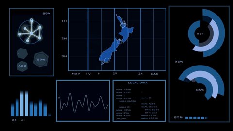 New Zealand map modern futuristic HUD display. computer technology screen background concept.