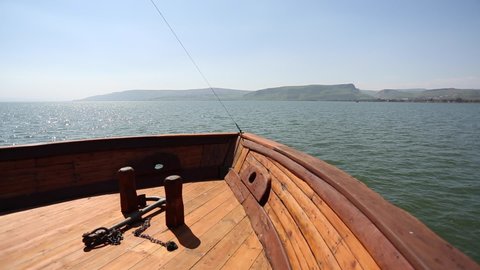 Sailing the Sea of Galilee looking towards the hills on the horizon