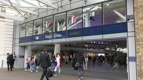 London , United Kingdom (UK) - 09 19 2021: Kings Cross Station Entrance during Covid-19 pandemic