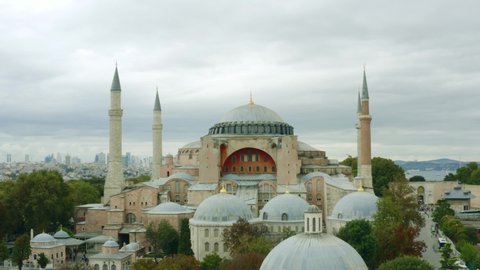  2021 Hagia Sophia Museum and mosque general drone , aerial view