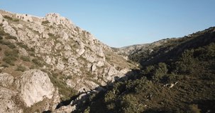valley and mountains, drone footage 