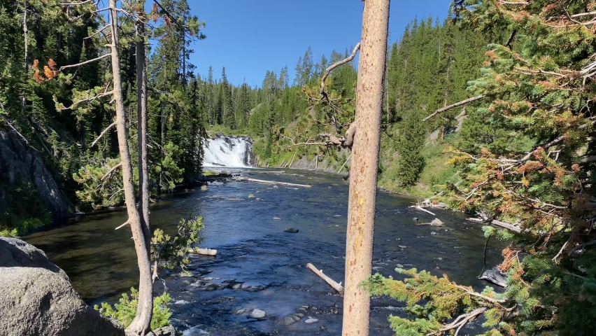 Lewis Falls waterfall in Yellowstone National Park