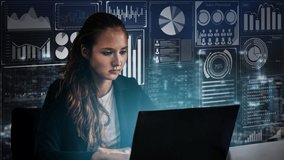 Big Data Technology for Business Finance Analytic conceptual . Modern graphic interface shows massive information of business sale report, profit chart and stock market trends analysis . - Powered by Shutterstock - Get 15% off with code: PIKWIZARD15