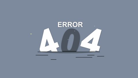 Animated of no search page, 404 error search. 404 error with page, internet or site conceptual 2d video clip.
