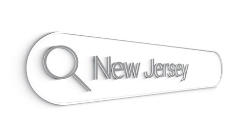 New Jersey Search Bar Close Up Single Line Typing Text Box Layout Web Database Browser Engine Concept.