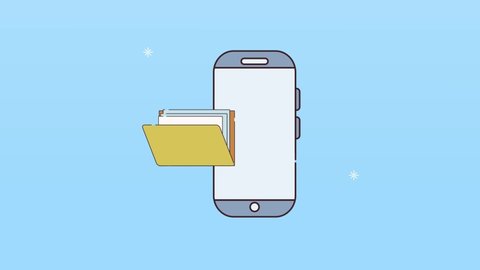 smartphone device with folder animation ,4k video animated