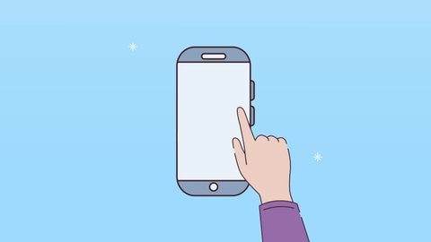 hand touching smartphone device animation ,4k video animated