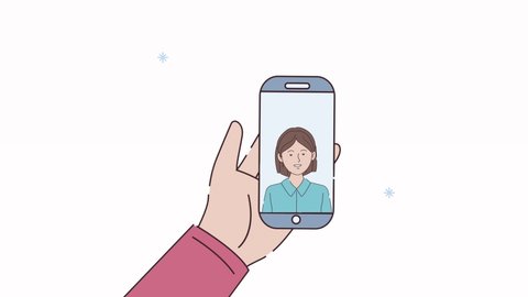 digital work animation with hand using smartphone ,4k video animated