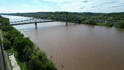 drone view over the ohio river