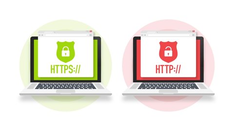 http and https protocols on shield. Motion graphics