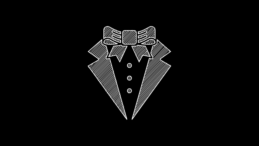 White line Suit icon isolated on black background. Tuxedo. Wedding suits with necktie. 4K Video motion graphic animation. | Shutterstock HD Video #1079825219