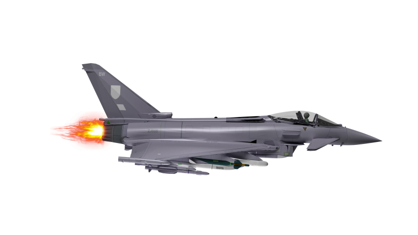 3D Animated Jet Fighter. Looped. 4K. Alpha channel included.  