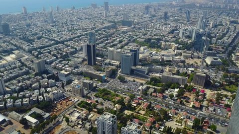 Aerial view of Tel Aviv Jaffa center, Azrieli, Gush dan