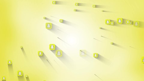 Animation of Social media icons on signs Snapchat