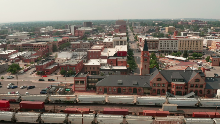 The Town Square Railroad Depot and downtown Cheyenne Wyoming