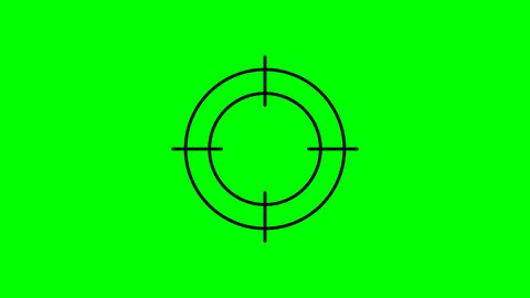 animation of target aim icon on green background 4k video